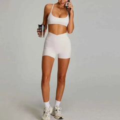 Women's 2-Piece Short Sleeve Yoga Suit | Quick-Dry Gym Tracksuit Running Workout Sports Set