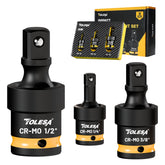 3 Piece Impact Universal Socket Swivel Joint Set (1/4", 3/8", 1/2")