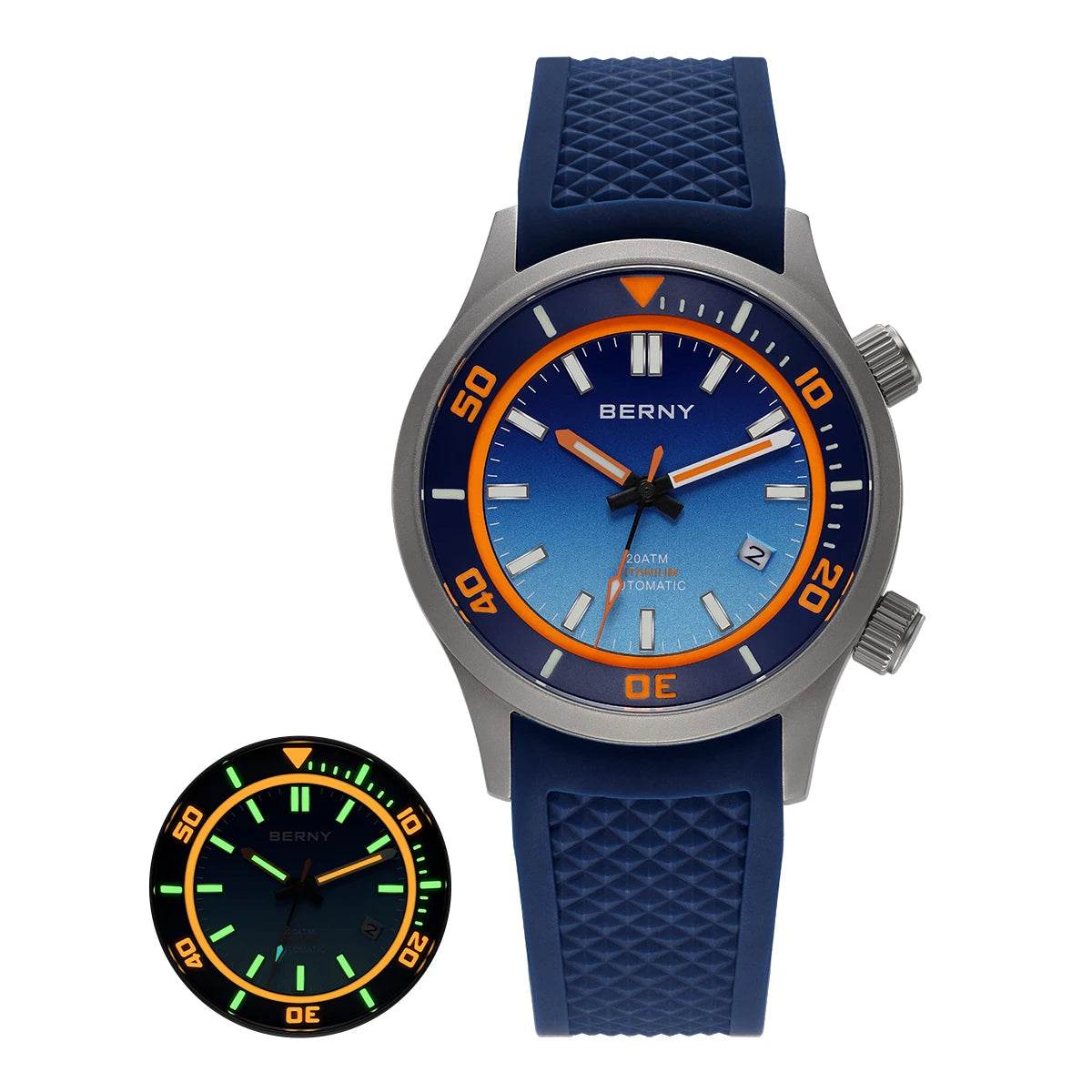 BERNY Titanium Diver’s Watch – Miyota 8215 | 200M (Silicone Strap) - SnaggIt