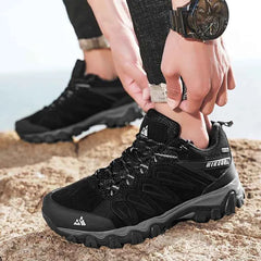 Men's Lace-Up Hiking Shoes – Low-Cut Trekking Shoes with EVA Insole, Grey, Black or Khaki