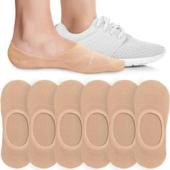 Women’s Invisible No Show Socks — Non-Slip Cotton Liner Set (6/8 Pairs)