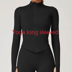 Women's Zipper Long Sleeve Yoga Jacket | Quick-Dry Seamless Crop Sports Top Gym Running Wear