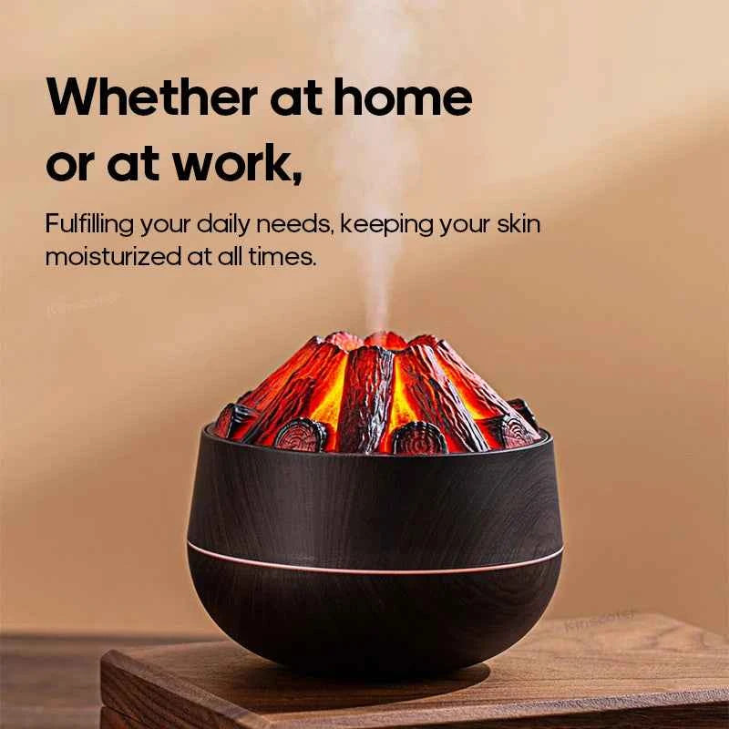 Ultrasonic Charcoal Flame Aroma Humidifier – 300ml