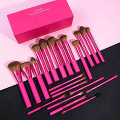 21 Pcs Magic Pink Professional Makeup Brush Set – Full Collection for Face & Eyes
