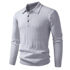 Men’s V-Neck Knit Polo Sweater | Refined Ribbed Autumn/Spring Essential
