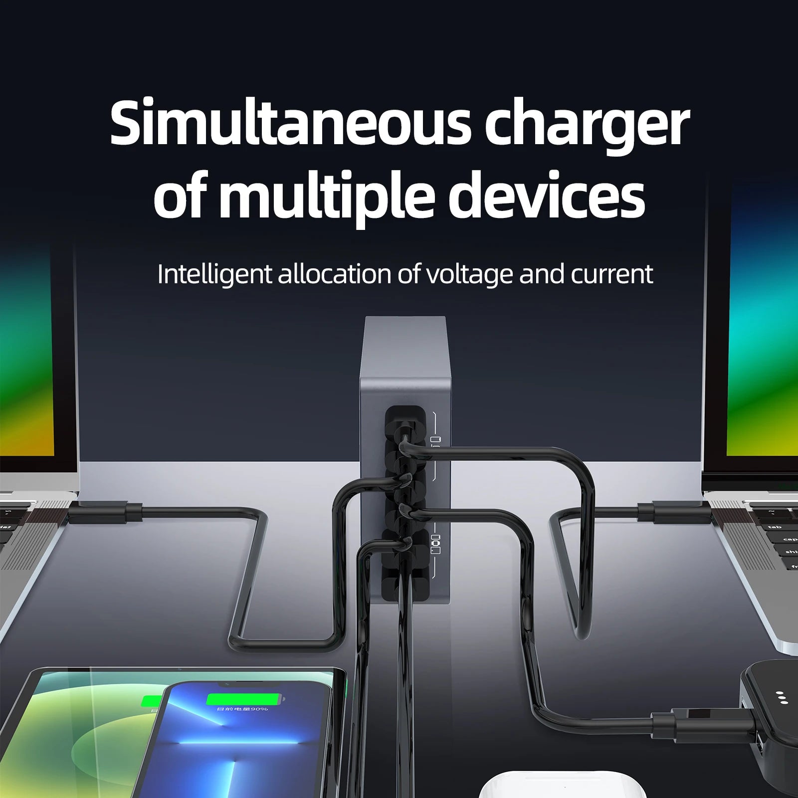 220W GaN 6-Port USB-C Charging Station | PD 100W Fast Charger for PC Laptop iPhone Samsung