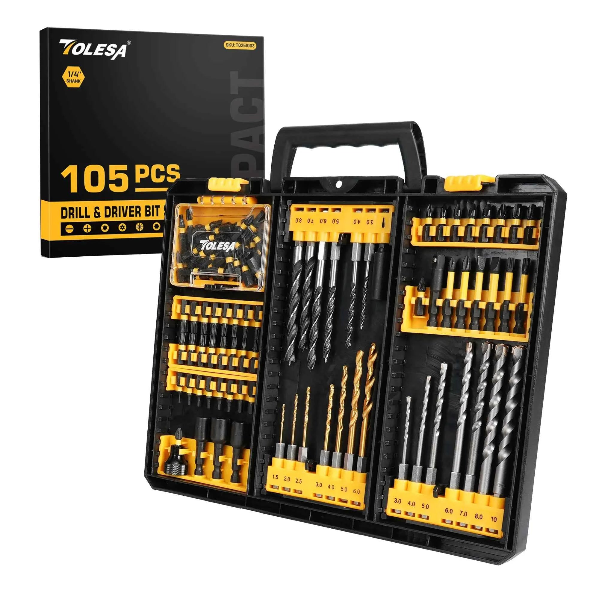 105 Pcs Professional Master Drill & Driver Set | HSS, S2 Steel & Masonry Multi-Material Kit