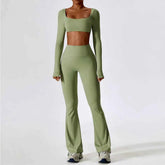 Women's 2-Piece Seamless Long Sleeve Yoga Set | Fitness Bra Crop Top & Leggings Sports Suit