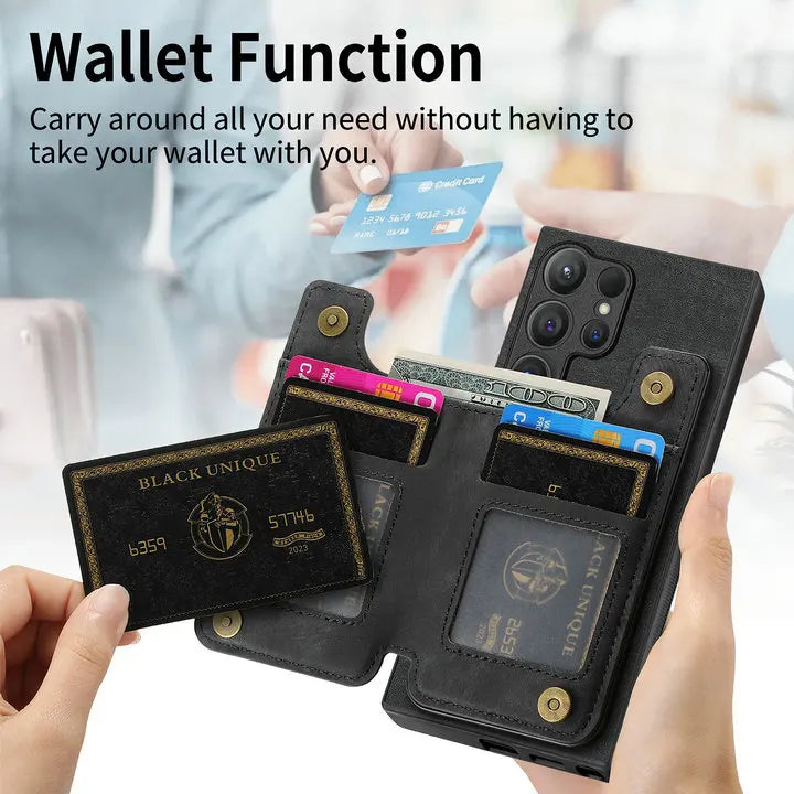 Zipper Leather Magnetic Wallet Case – Samsung Galaxy S25 Series - Phone Cases & Covers
