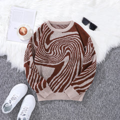 Men’s Maze Jacquard Pullover | Geometric Contrast Round-Neck Sweater