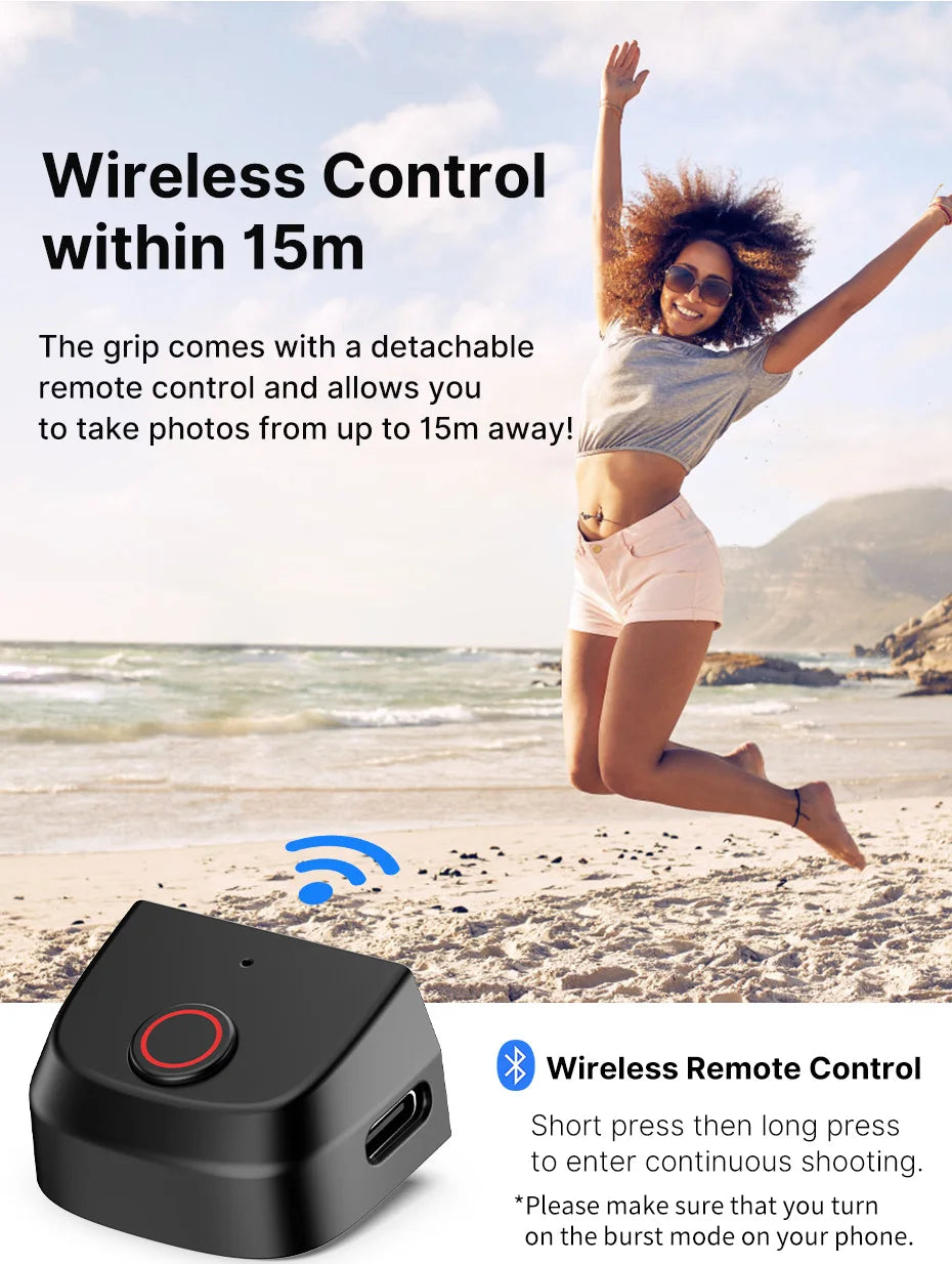 MagSafe Bluetooth Shutter Smartphone Camera Handle Grip Selfie Stablizer by Snagg A Phone Holder