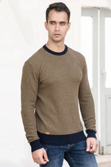 Men’s Cotton Spliced Knit Pullover | Modern Patchwork Thermal Winter Sweater