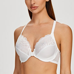 Plus Size Front Closure Racerback Bra | Lace Underwire Full Coverage Unlined