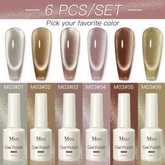 Professional 15ml Magnetic Crystal Cat Eye Gel Collection – 6 Piece High Pigment Red & Pink Reflective System