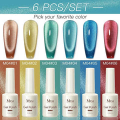 Professional 15ml Magnetic Crystal Cat Eye Gel Collection – 6 Piece High Pigment Red & Pink Reflective System