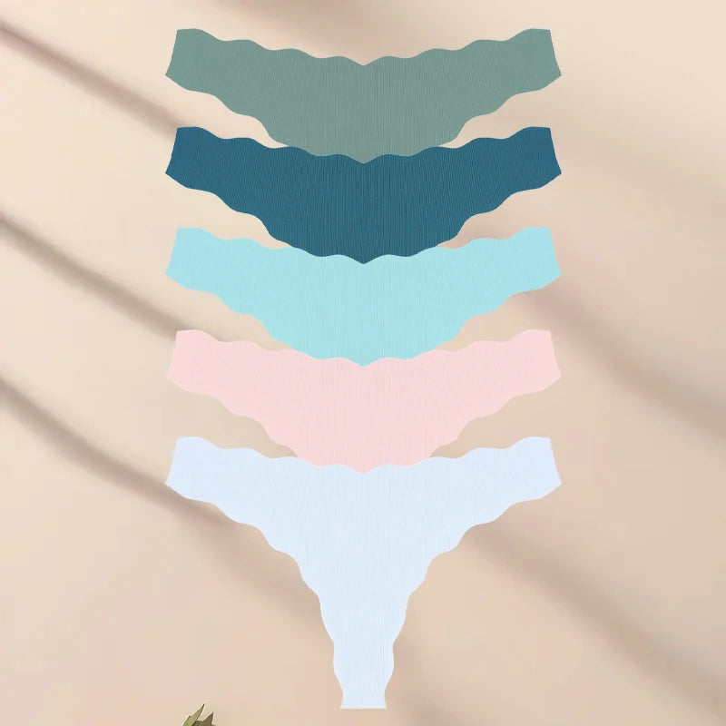 Seamless Sport Thong Panties 5-Pack | Low Rise V-String Invisible Comfortable Women's Underwear