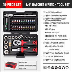40-in-1 Ratchet Socket Bit Set 1/4" Drive – Cr-V Steel, Quick-Release, Phillips & Slotted for Repair