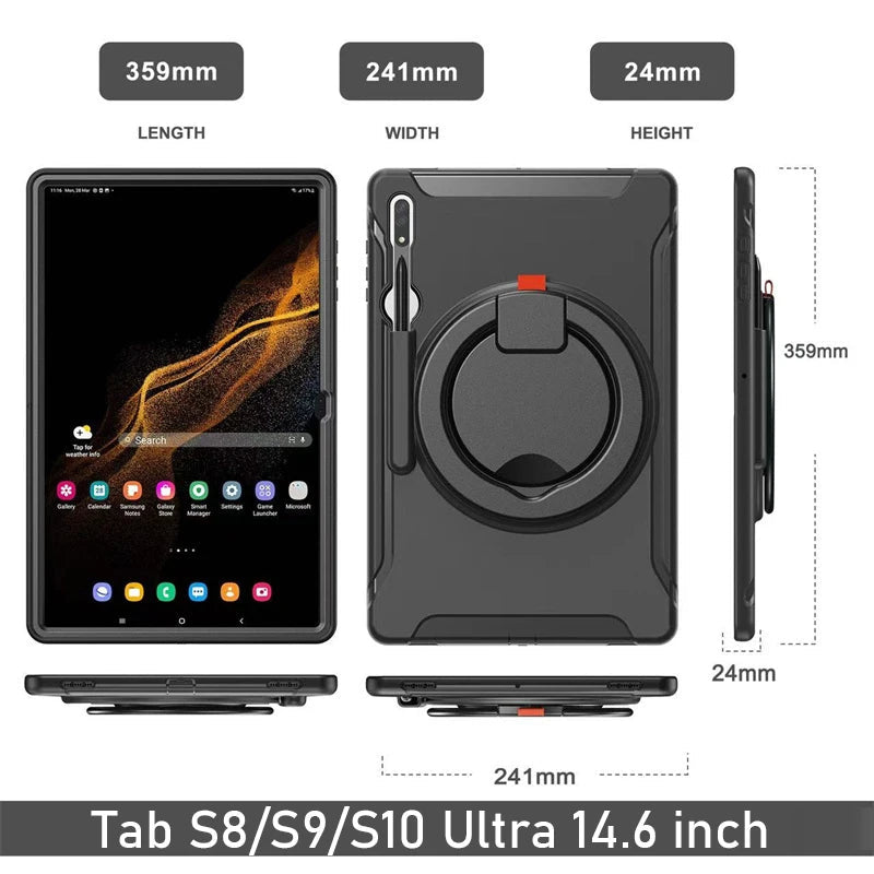 Rotation Hand Ring Stand Case For Samsung Galaxy Tab S8 S9 S10 Ultra by Snagg A Tab Case