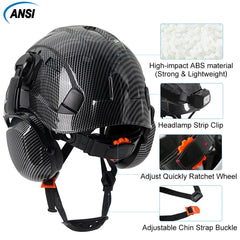 Carbon Fiber Pattern Safety Helmet With Earmuffs Double Goggles by Snagg A Safety Helmet