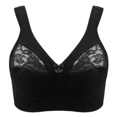 Plus Size Wire-Free Cotton Bra | Floral Lace Full Coverage Unpadded Ultra-Thin Soft