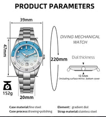 Ocean Blue Automatic Diver’s Watch – Sapphire Glass | 150M Water Resistance - Men’s Watches