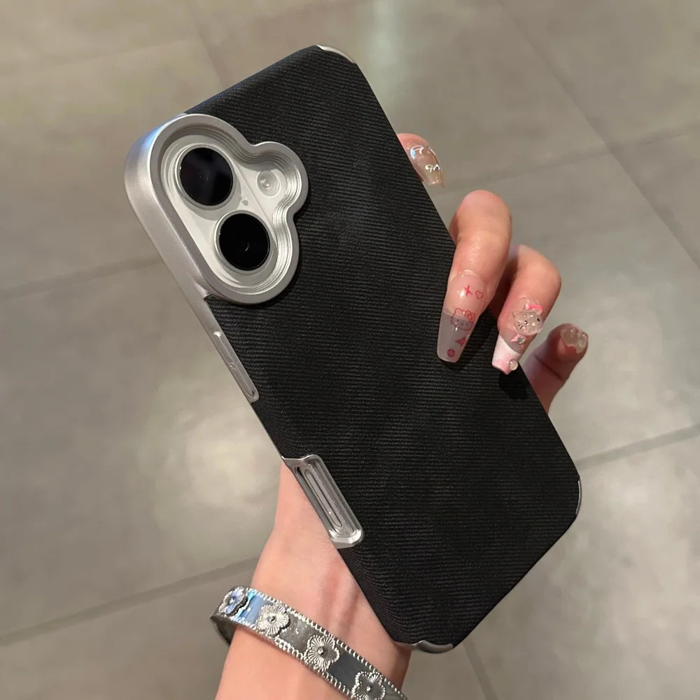 Luxury Jeans Fabric Soft Plating Shockproof Case – for iPhone 15 Series - Phone Cases & Covers