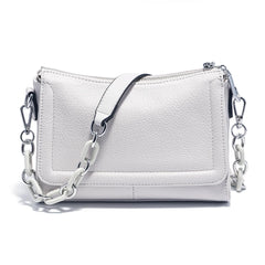 Soft Leather Acrylic Chain Handbag – Luxury Small Top-Handle Underarm & Crossbody Shoulder Bag for Women