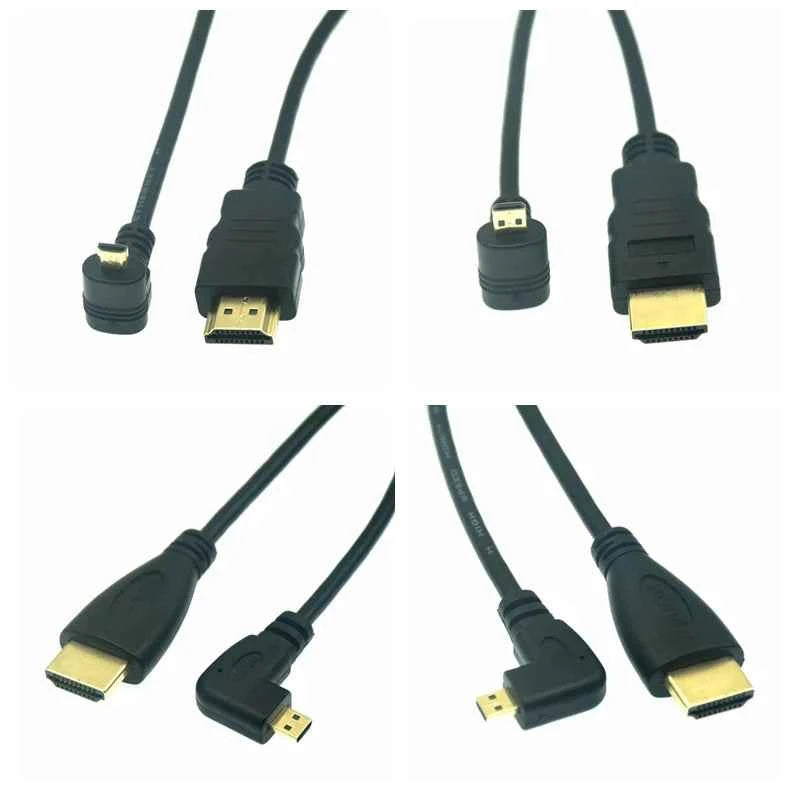 90-Degree Micro HDMI to HDMI Cable – Up/Left/Right Angle for Sony A6400, GH4 & Digital Camera (50cm/150cm)
