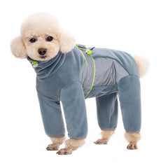 Fleece Dog Pyjamas with Legs – Reflective Closed-Belly Winter Suit for Small Dogs (Cuttable Panel)