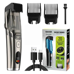 Professional Vacuum Beard Trimmer – 20 Length Precision Grooming System with Integrated Hair Collection