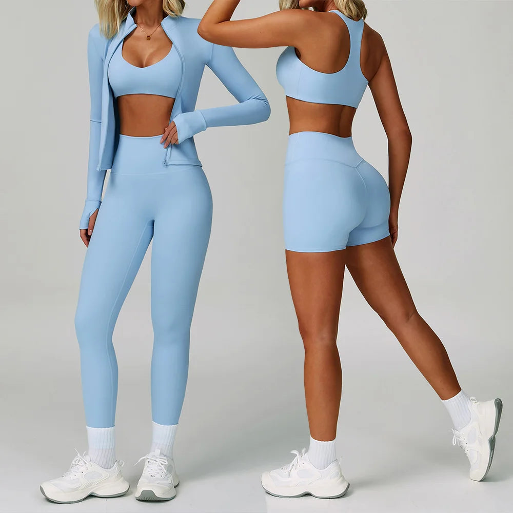 Women's 2/3-Piece Yoga Suit | Sports Bra High Waist Leggings & Shorts Push-Up Gym Activewear
