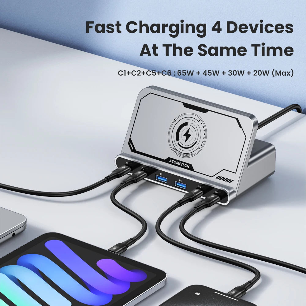 Wireless Fast Charger with 65W PD & 45W PPS Type-C Ports by Snagg A Charging Station