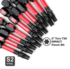 1" Impact Magnetic T20 Torx Screwdriver Bit – S2 Alloy Steel Power Bit