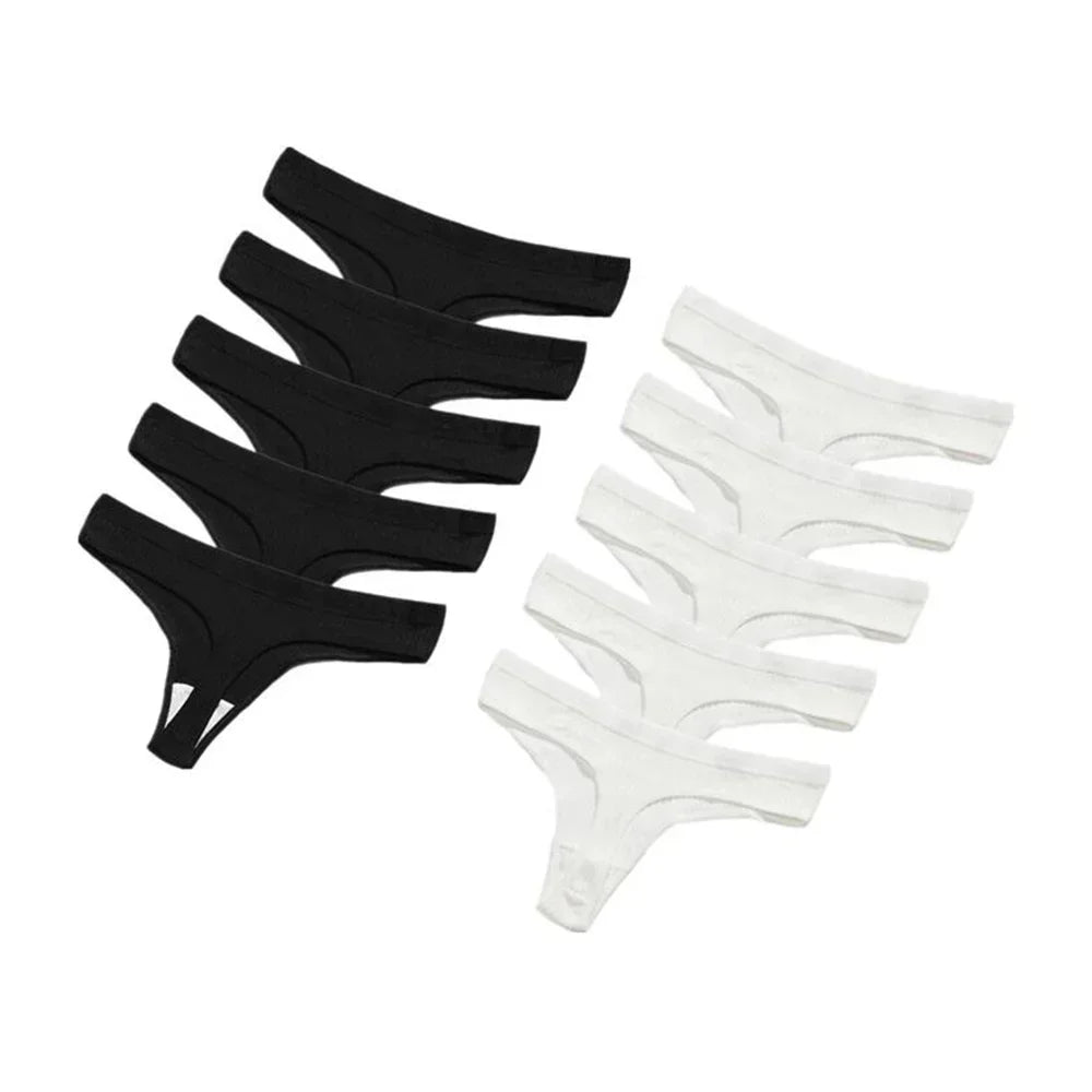 Seamless Cotton G-String 10-Pack | Breathable Thong Solid Colour Plus Size Women's Underwear