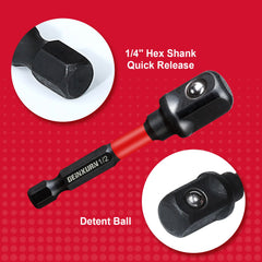 Impact Socket Adapter Set – 1/4", 3/8", 1/2" Drive with Extension Bit & Holder for Power Drill to High-Torque Impact Wrench