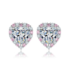 FIRERING Pink Heart Moissanite Necklace Earring Set 2ct GRA Certificate Passed Diamond Test Women Jewelry Gift S925 Silver by SnaggIt