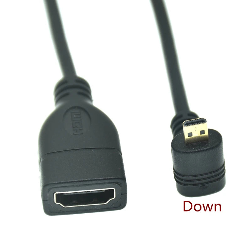 90-Degree Micro HDMI to HDMI Cable – Up/Left/Right Angle for Sony A6400, GH4 & Digital Camera (50cm/150cm)