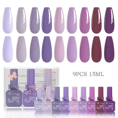 9pcs 15ml gel nail polish set Including Red Pink Nude - 10 Variants