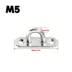 Stainless Steel Elliptical Wall Hooks | Heavy-Duty U-Shaped Eye Plates 2/5/10pcs M5–M12