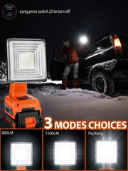 1500LM Cordless LED Work Light Compatible With Black and Decker 20v Battery