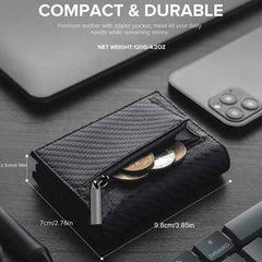RFID Blocking Pop-Up Metal Card Holder Wallet with Zipper Coin Purse