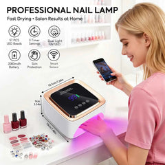 180W High Power Cordless UV/LED Nail Station – 57-LED Wireless Professional Drying Lamp