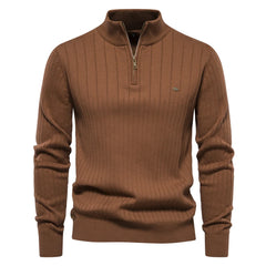 Men’s England Style Quarter-Zip Pullover | Premium Cotton-Lycra Winter Sweater