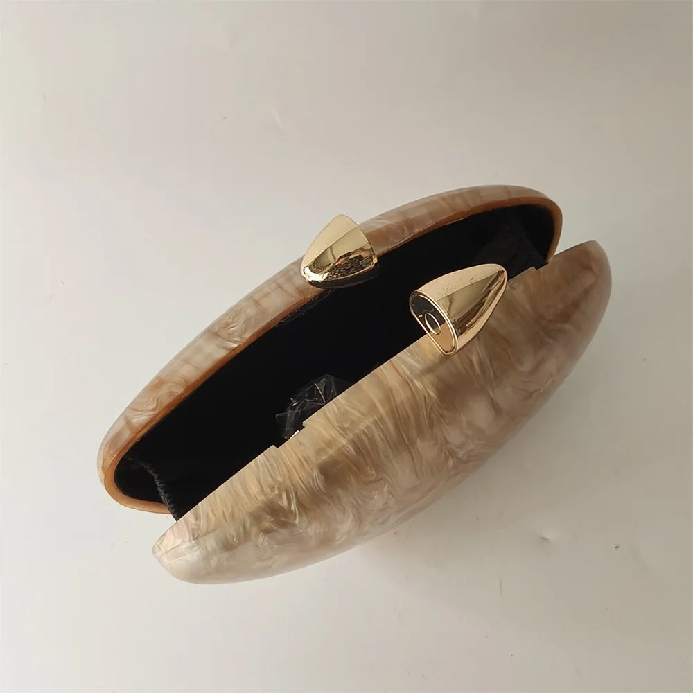 Pearl Brown Marble Acrylic Box Clutch by Snagg It Purses