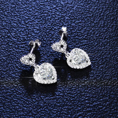 2CT Pink Heart Moissanite Drop Earrings - SnaggIt