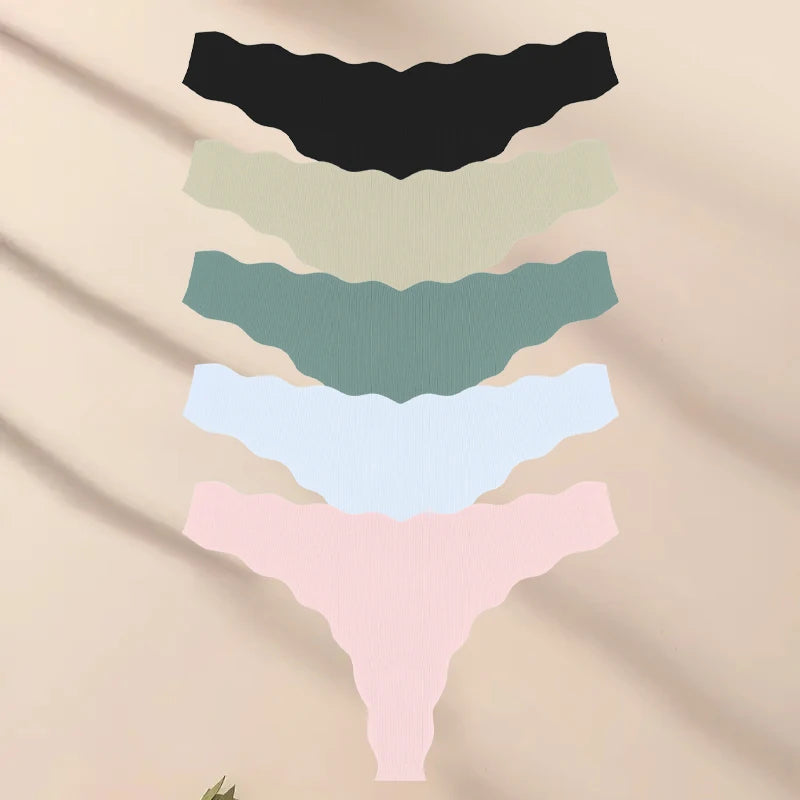 Seamless Sport Thong Panties 5-Pack | Low Rise V-String Invisible Comfortable Women's Underwear