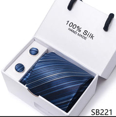Solid Colour Necktie with Matching Handkerchief & Cufflinks - SB221 - Others In Fashion