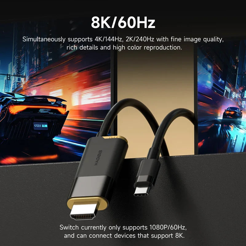 Portable TV Dock – USB-C to HDMI 8K@60Hz HDR, 100W PD for Switch 2, Steam Deck & ROG Ally