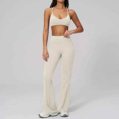 Women's 2-Piece Athletic Yoga Set | Running Leggings & Sports Bra Breathable Gym Fitness Wear