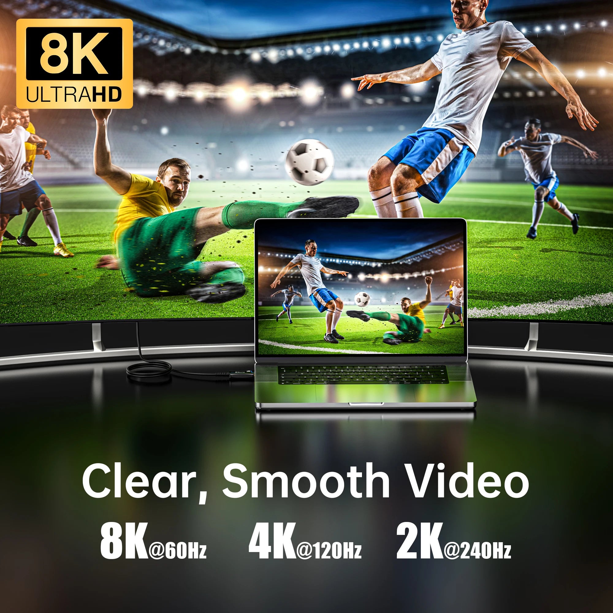 HDMI 2.1 Fine Fiber Optic Cable 8K@60Hz / 4K@120Hz – 48Gbps HDR, eARC & HDCP for TV, PS5 & Blu-ray